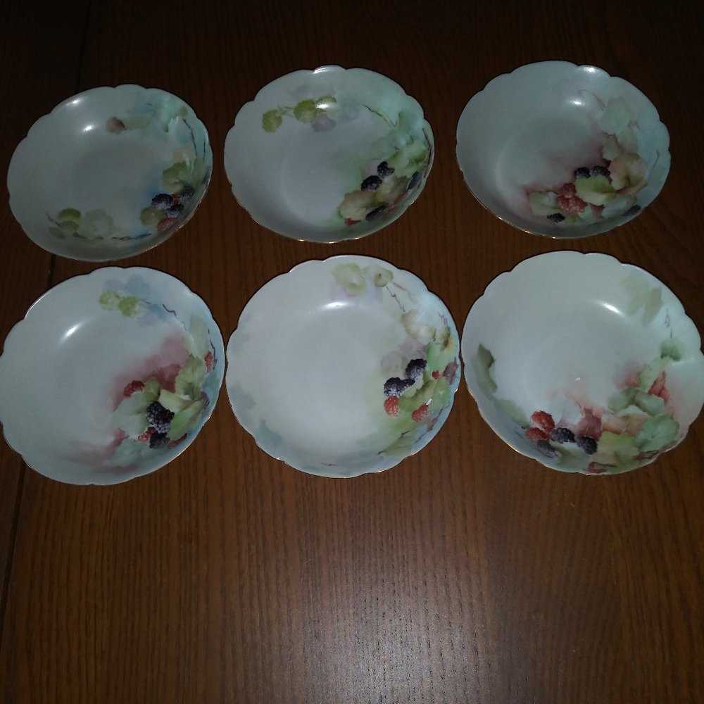 Haviland France 6 VintageHand Painted Berry Bowls
